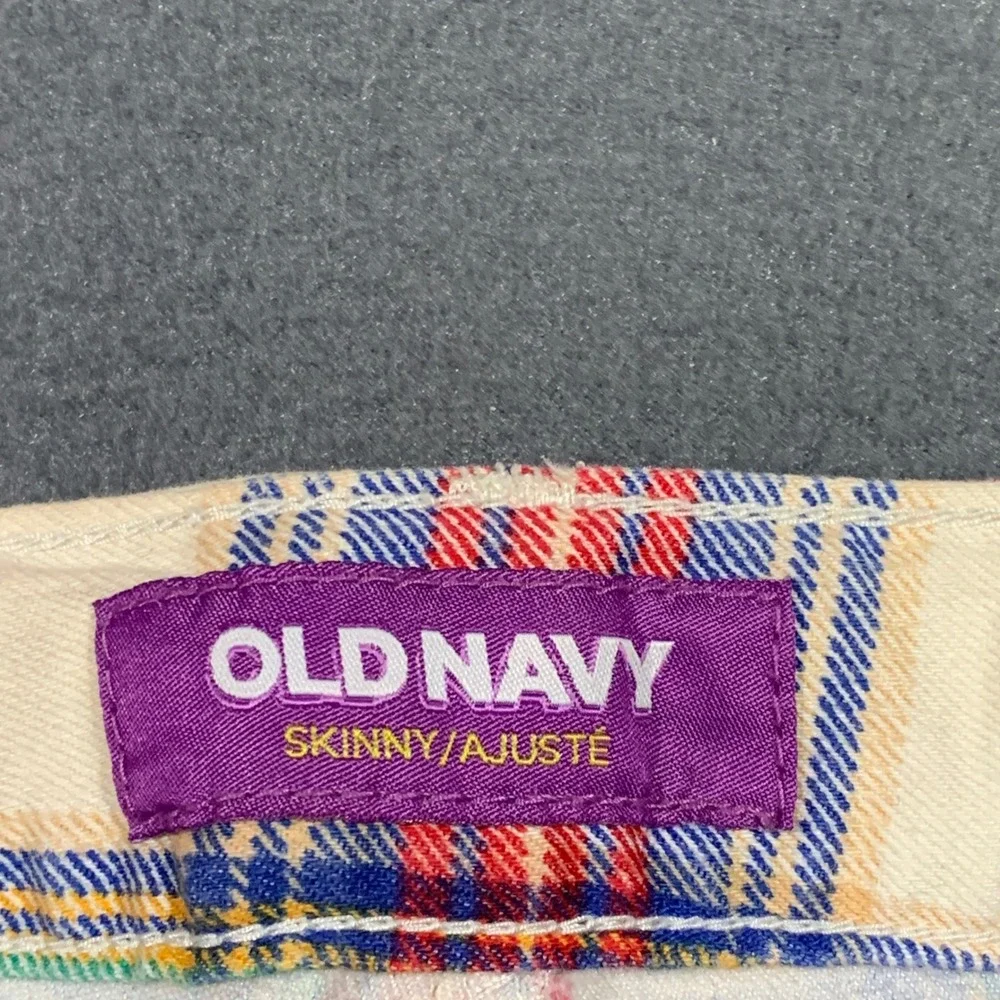Old Navy Kids‎ Girls Skinny Plaid Jeans Pants Size 10 Slim Adjustable Waist